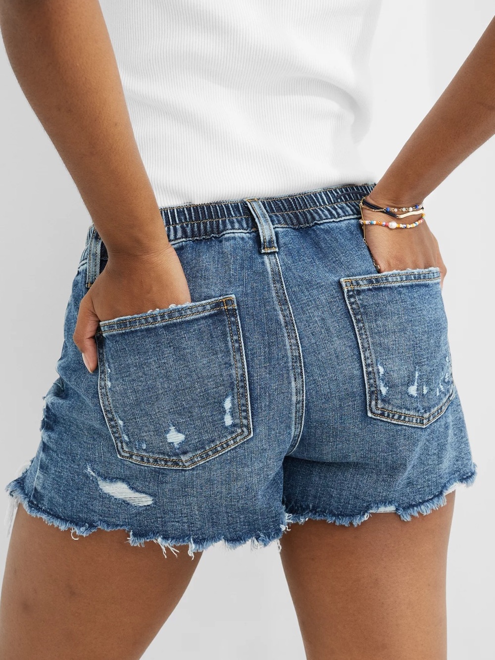 aerie Distressed Daydream Denim Shorts Large